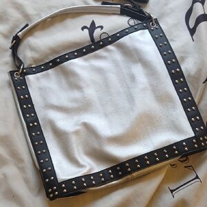 Elegant Black and White Studded Crossbody Bag